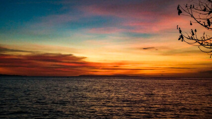 sunset over the sea of Lombok Island, Indonesia