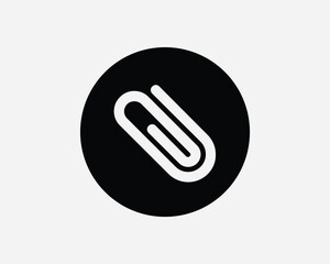 Paperclip Paper Clip Black Round Circle Icon. File Document Attach Email Attachment Symbol. Office Stationery School Supplies Sign Vector Clipart
