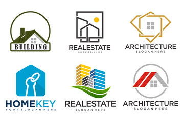 Real Estate Logo, house logo and building logo icon set .design template vector illustration