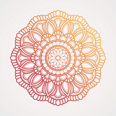 Traditional mandala pattern of circular flowers with gradation colors. suitable for henna tattoos coloring books. islam hindu buddhist india pakistan chinese arab