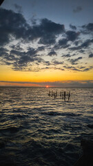 Beautiful sunset on the beach in Lombok Island, Indonesia