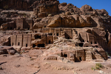 Petra Street of Facades Rock Cut Nabataean Tombs Exterior in Jordan