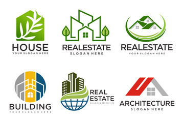 Real Estate Logo, house logo and building logo icon set .design template vector illustration