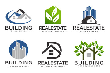 Real Estate Logo, house logo and building logo icon set .design template vector illustration