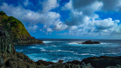 Beautiful rocky beach and cliff in Lombok Island, Indonesia