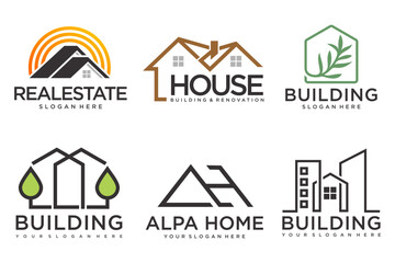 Real Estate Logo, house logo and building logo icon set .design template vector illustration