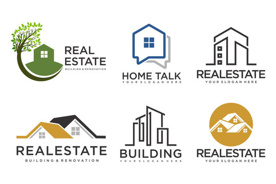 Real Estate Logo, house logo and building logo icon set .design template vector illustration
