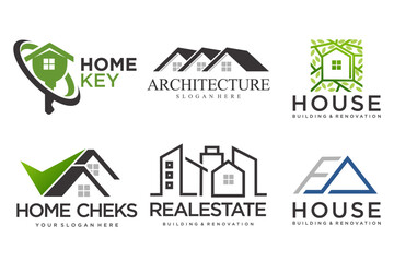 Real Estate Logo, house logo and building logo icon set .design template vector illustration