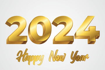 2024 Happy New Year Design In Elegant Golden Look