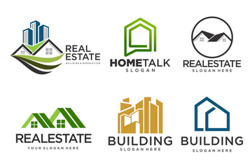 Real Estate Logo, house logo and building logo icon set .design template vector illustration