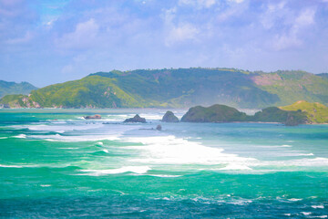 The beautiful sea view from Merese hill, Mandalika, Lombok Island, Indonesia