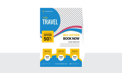 Modern and Creative Professional Unique Yellow and Blue Combination Travel Flyer Template