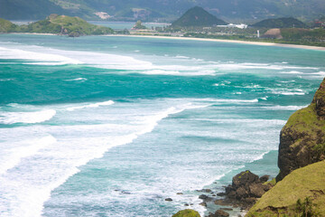 Waves on the beach of Mandalika, Lombok Island, Indonesia