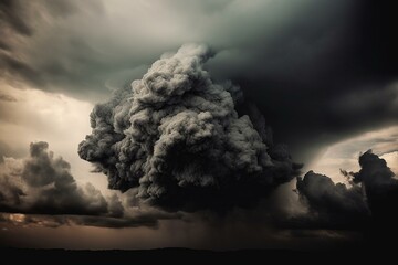 Photo of menacing charcoal thunderstorm clouds. Generative AI