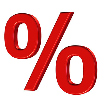 3d red percent symbol isolated