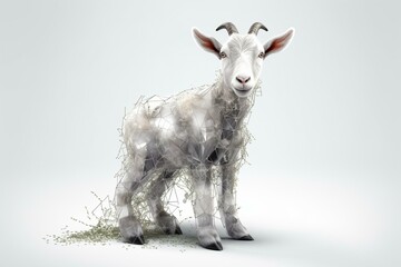 Transparent goat baby character 3D illustration suitable for collage, clipart or composting. Pose #02. Generative AI