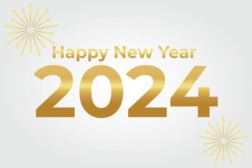 2024 Happy New Year Design In Elegant Golden Look