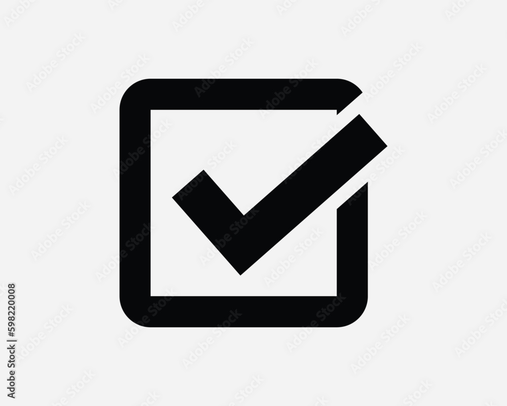Poster checkbox icon. black tick mark check box accept checklist approved voting poll confirm sign symbol a
