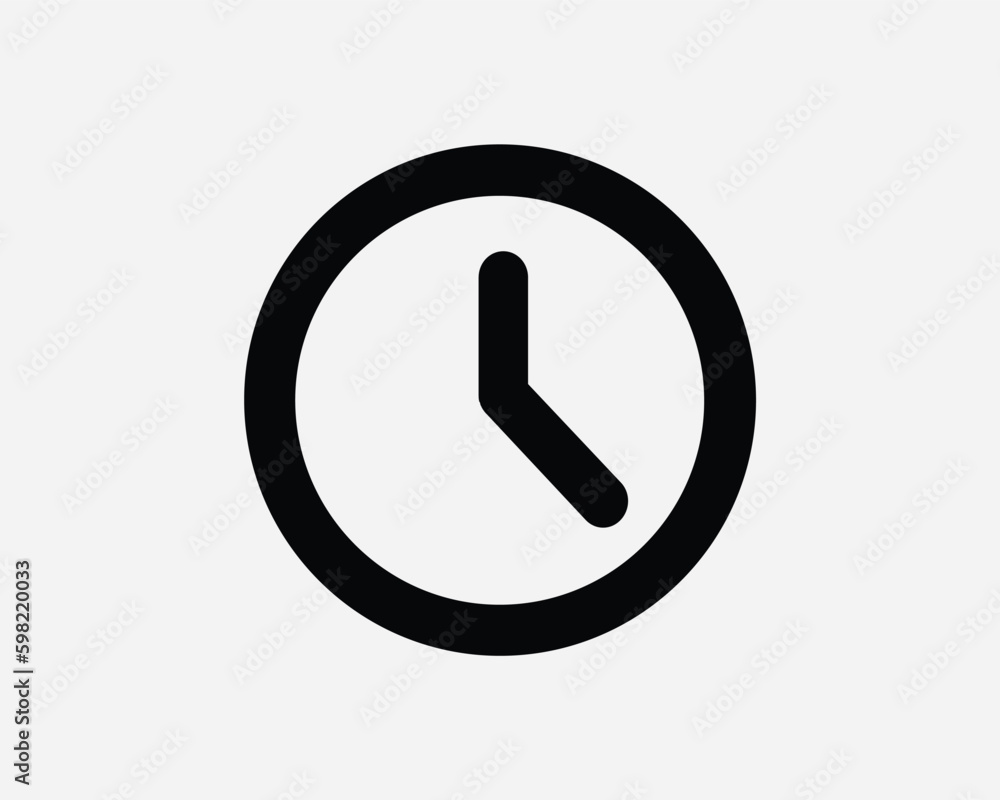 Poster clock icon sign symbol. simple black time timer round circle shape flat dial stopwatch countdown art