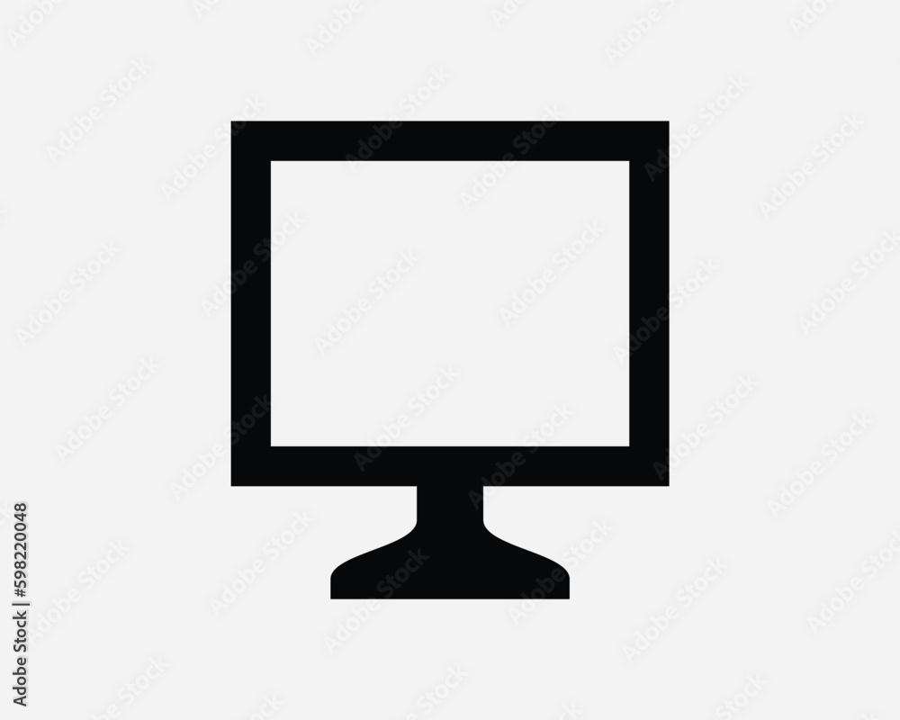 Poster computer monitor screen icon. pc desktop digital display tv television lcd led square frame sign sym