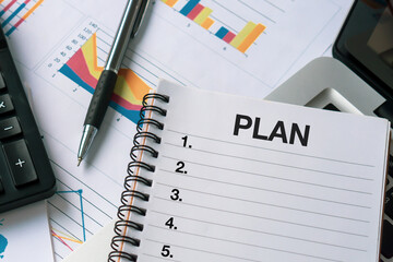 Notepad with word plan concept.Planning for the future.Business inspiration concepts.