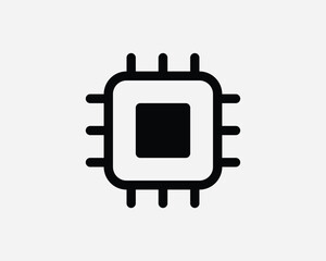 Computer Chip Icon. Artificial Intelligence Eletronic Processor Microchip Symbol. CPU Graphics Card Sign Vector Graphic Illustration Clipart Cricut