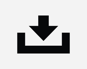 Download Icon. Down Arrow Web App Interface Navigation Load File Document Shape Line Symbol Sign Artwork Graphic Illustration Clipart Vector Cricut