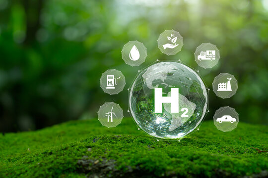 H2 hydrogen innovation zero emissions technology.Clean hydrogen energy concept.Hydrogen production.Hydrogen Industry Concept.