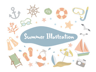 マリン・夏・海のイラスト　セット