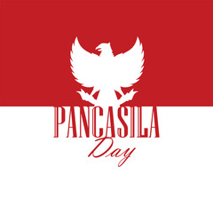 Pancasila day with a simple design Indonesian flag background
