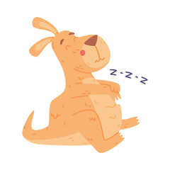 Funny Kangaroo Marsupial Animal Sleeping and Snoring Vector Illustration