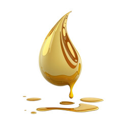 beautiful golden oil drop isolated on white