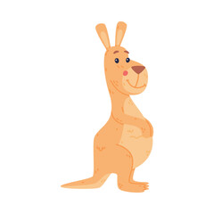 Funny Kangaroo Marsupial Animal Standing and Smiling Vector Illustration