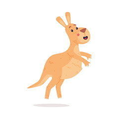 Fototapeta na wymiar Funny Kangaroo Marsupial Animal Leaping and Smiling Vector Illustration