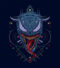 a monster with sharp teeth and a long tongue