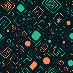 Starlit Leaves: A Seamless Green Background with Abstract Lines and a Cosmic Twist
