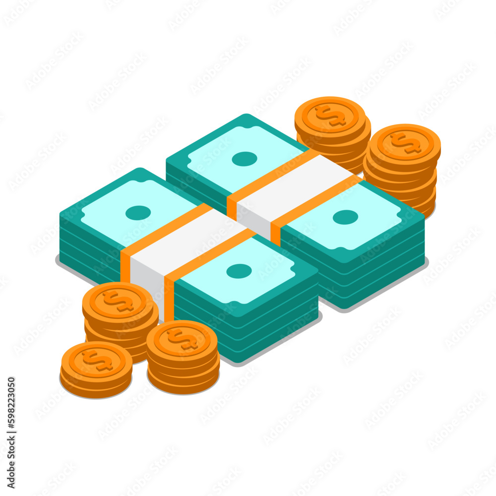 Wall mural isomertic money icon