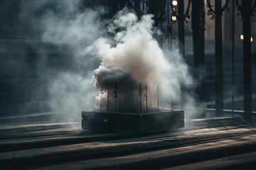 Fototapeta na wymiar Platform or podium with smoke rising. Generative AI