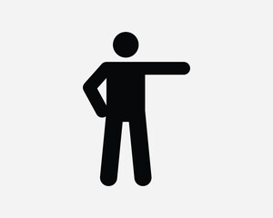 Man Pointing Right Icon. Stick Figure Point Action Direction Navigation Expression Gesture Icon Sign Symbol Artwork Graphic Illustration Clipart Vector