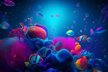 Obraz na płótnie Canvas Colorful depiction of aquatic backdrop. Generative AI