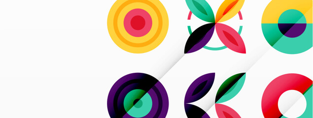 Obraz premium Vibrant and eye-catching vector background featuring a grid of colorful circles arranged in a patterned composition, perfect for modern and trendy designs