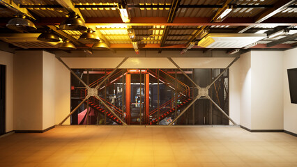 工場内の事務所のロビー