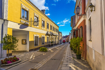 Fototapeta na wymiar Streets in Melk town in Wachau valley. Lower Austria.
