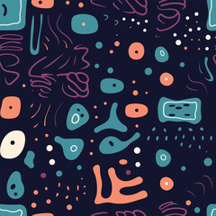Doodle Delight: A Bright and Cheerful Seamless Background of Abstract Lines and Dots
