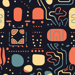 Kid's Playground: A Fun and Colorful Seamless Background of Abstract Doodles
