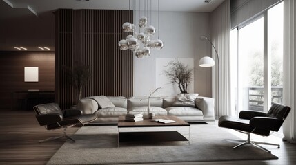 Clean and minimalistic interior design. AI generated