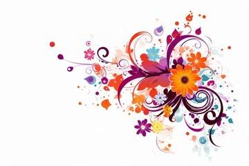 Abstract background with colorful floral flourish. Generative AI
