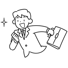 笑顔で走るビジネスマンの上半身