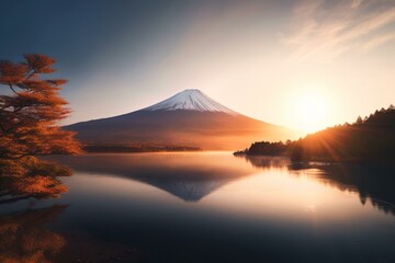 Sunrise at Mount Fuji. Generative AI
