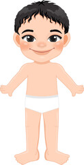 Boy body front side template in underwear or panty PNG